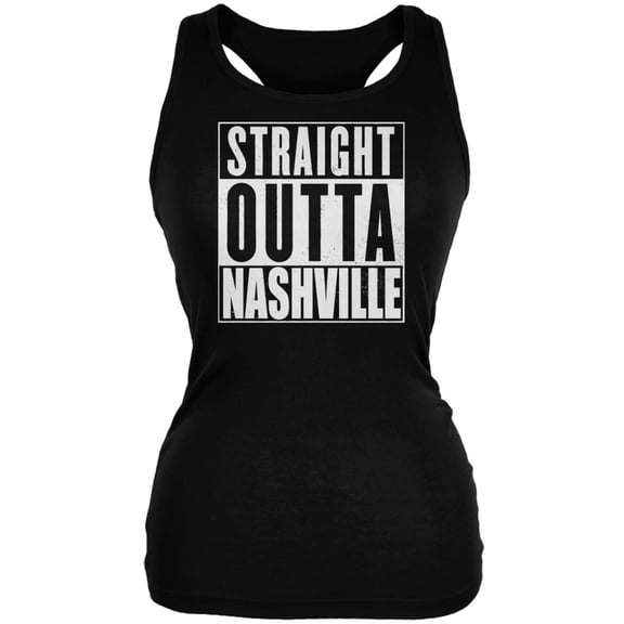 Straight Outta Nashville Black Juniors Soft Tank Top - 2X-Large