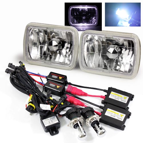 Modifystreet 8000k H4 3 Bi Xenon Hi Low Hid White Led Halo H6014 H6052 H6054 7x6 Semi Sealed Beam Headlights Conversion Kit Chrome Crystal Walmart Com Walmart Com