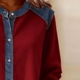 thumbnail image 4 of Chemises à Manches Longues pour Femmes Printemps 2026 Mode Col Rond Boutonné Patchwork en Denim Chemise Décontractée Blouse Haut, 4 of 7