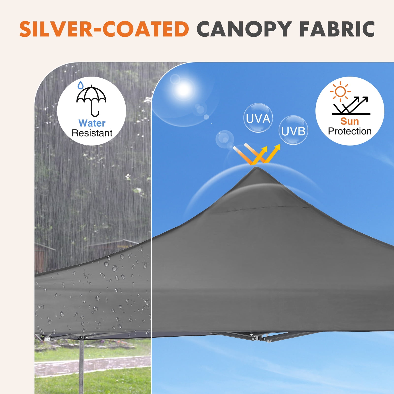 GIANNA 10x10 FT Pop Up Canopy Tent with Slant Legs and Carrying Bag, Easy Setup Outdoor Shelter for Patio, Garden, Beach, Gray