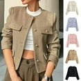 thumbnail image 1 of Women Blazer Long Sleeve Solid Pocket Hiking Outdoor Button Suit Jacket Army Green S, 1 of 7