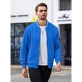 thumbnail image 6 of Colsmile Men's Waffle Knit Bomber Jacket, Lightweight Full Zip Varsity Baseball Coat with Pockets for Spring Fall,Royal Blue 3XL, 6 of 9