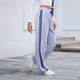 thumbnail image 5 of Pantalones Deportivos de Pierna para Mujer, Informales, de Cintura Alta, Rectos, con Cordón y Bolsillos Gris S, 5 of 9