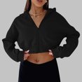 thumbnail image 2 of qolati Womens Zip Up Hoodies Cropped Sweatshirts Long Sleeve Fleece Jackets Fall Outfits 2024 Casual Hooded Y2k Tops Winter Clothes, 2 of 9