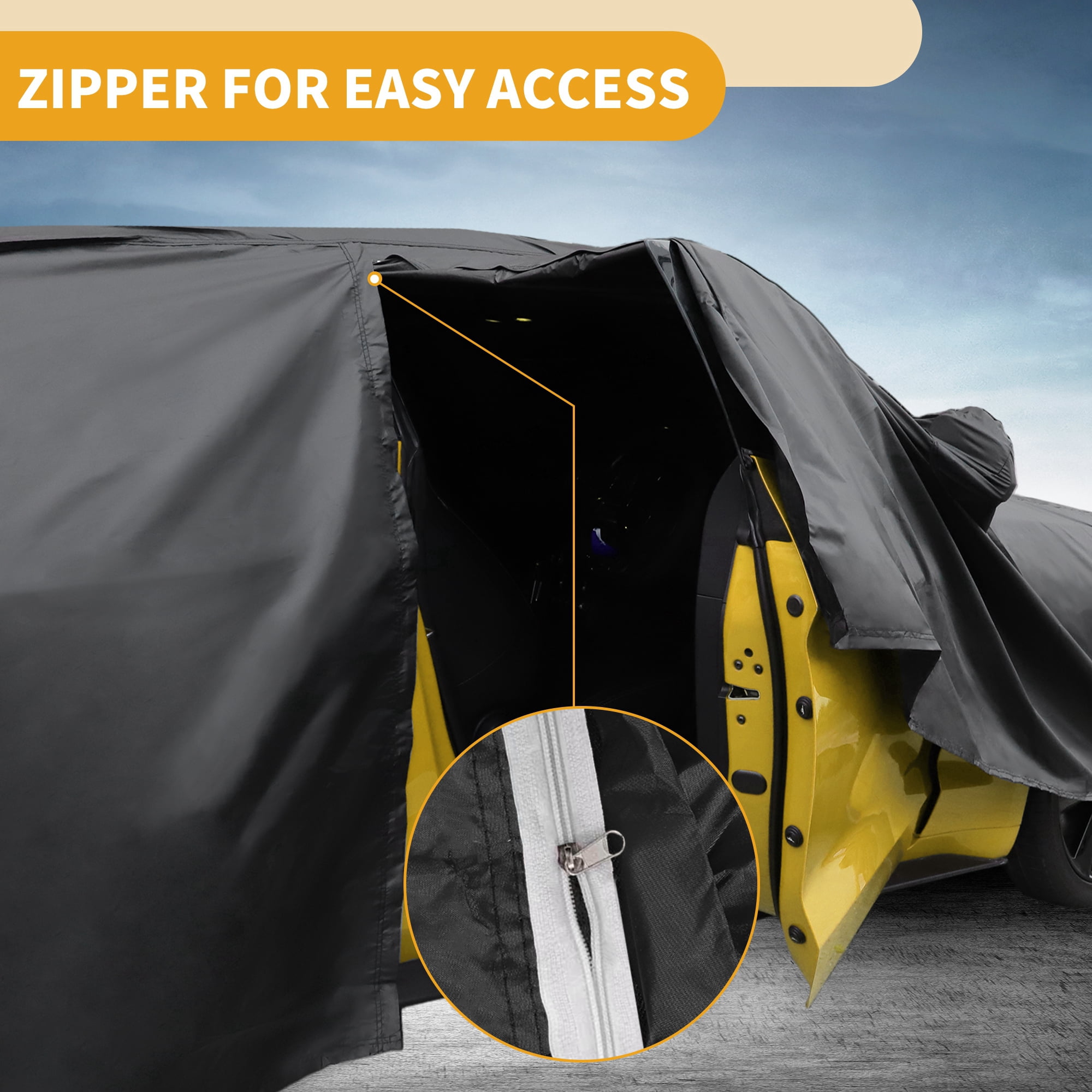 Unique Bargains Waterproof Car Cover Right Side Zipper 167.32"x70.87"x55.12"