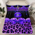 thumbnail image 2 of jejeloiu Cheetah Leopard Print Full Size Sheets,Purple Cute Bowtie Bed Sheets For Men Women 4-Piece, 2 of 7