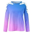 thumbnail image 4 of CEHVOM Blouse d'Été Décontractée à Manches Longues pour Femmes Col Rond Imprimé Dentelle T-Shirt Liquidation, 4 of 5