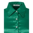 thumbnail image 5 of J. METHOD Women's Satin Button Down Shirt Long Cuff Sleeve Collar Silky Office Work Formal Casual Blouse Top NEWT74 Kelly Green 3X, 5 of 7