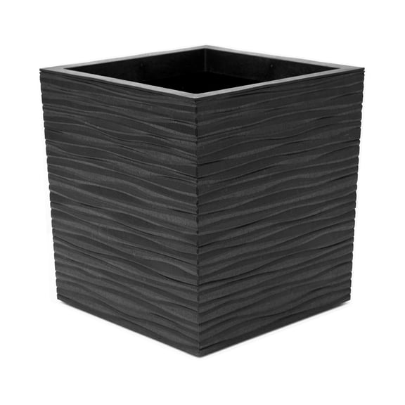 Tierra Verde 14" Citadel Serenity Outdoor Planter, Self Watering Design, Black