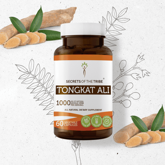 Secrets Of The Tribe Tongkat Ali Capsules Dietary Supplement, Natural Herbal Capsules for Energy and Vitality Support, Tongkat Ali (Eurycoma longifolia) Dried Root, 60 Capsules