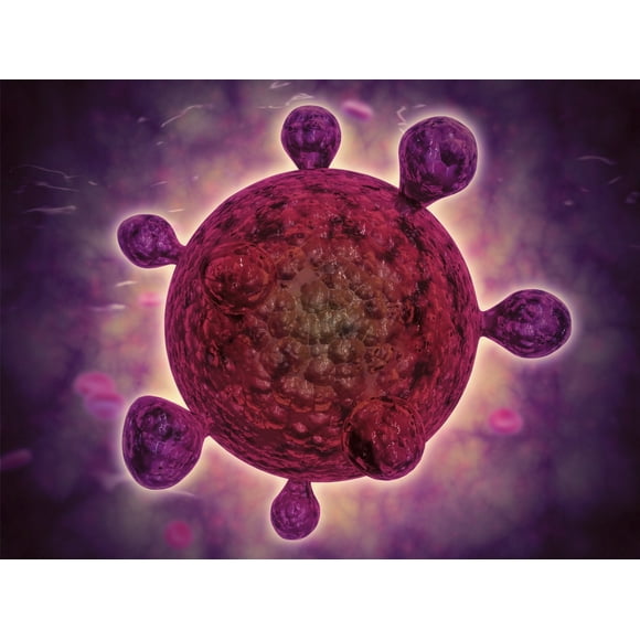 Microscopic view of a microbe. Microbes are single-cell organisms so tiny that millions can fit into the eye of a needle. Poster Print (32 x 24)