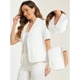 thumbnail image 2 of DARING DIVA Women's Cotton Linen Short Sleeve Blazer for Work Office XS White, 2 of 5