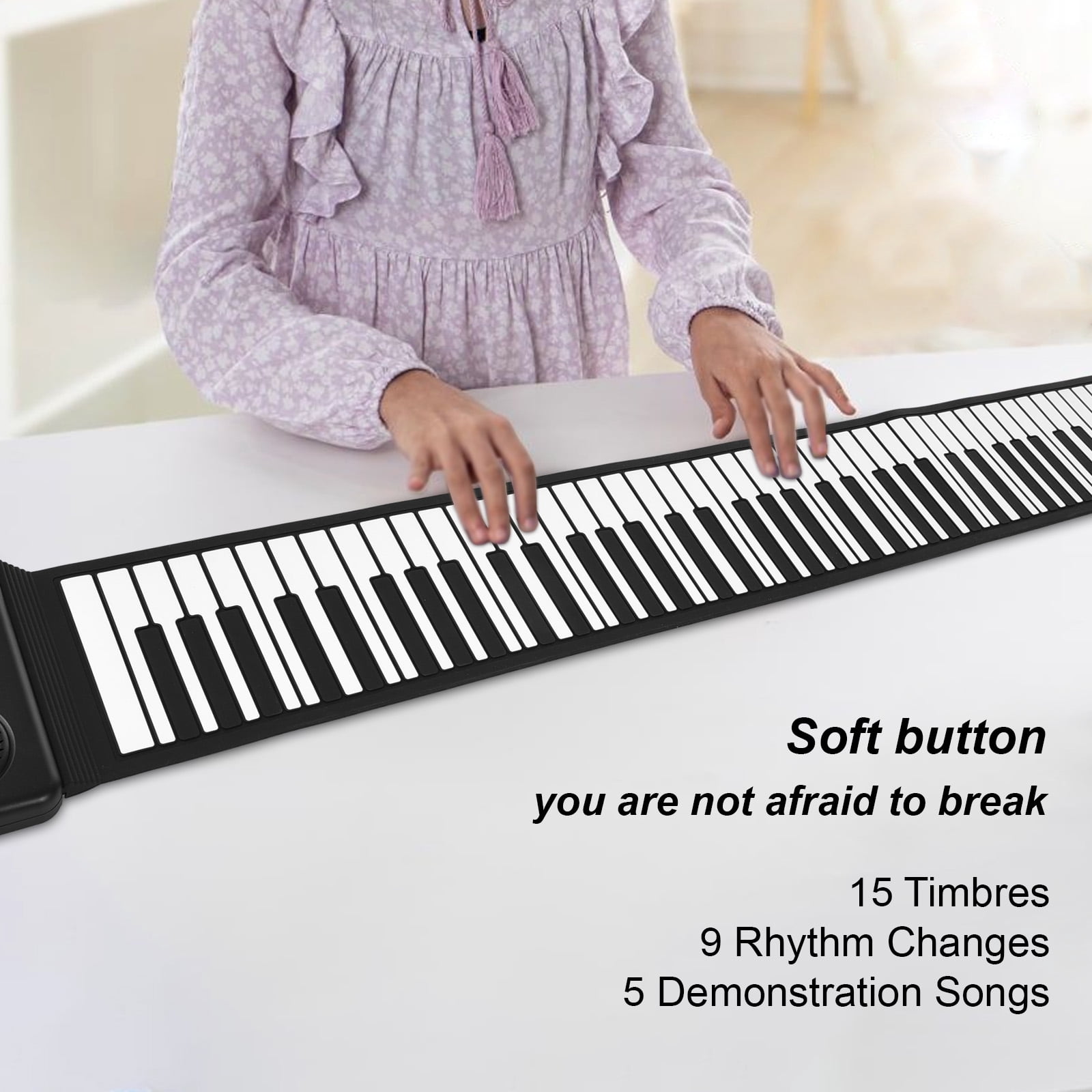 88 Key Portable Piano Handroll Electronic Piano Environmental Silicone Foldable Piano Home Practice Professional Electronic Piano Without Speaker for Travel Beginners