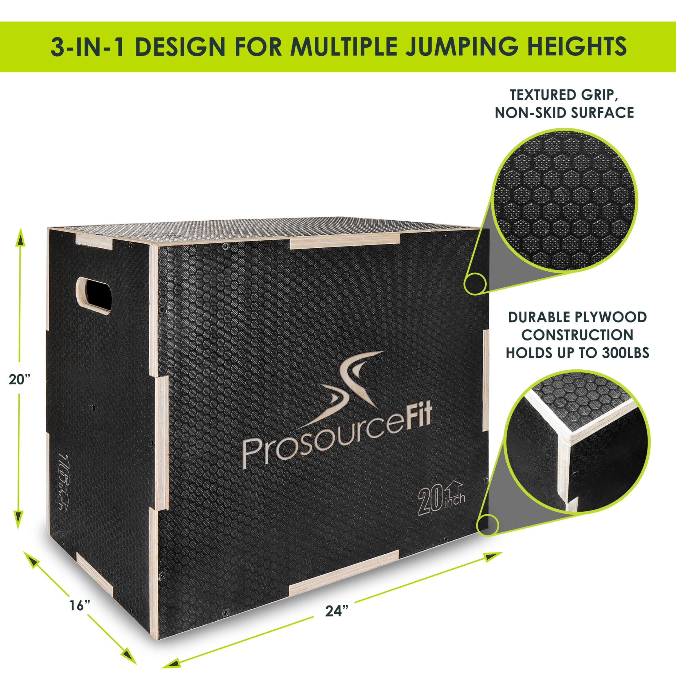 ProsourceFit 3-in-1 Wood Plyometric Jump Box for Cross-Training Agility
