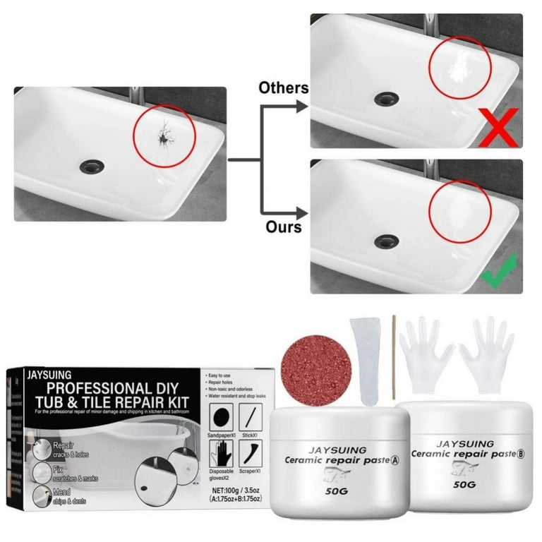 Fortivo Tub Repair Kit White for Acrylic, Porcelain, Enamel