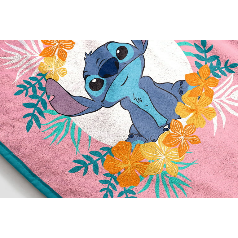 Disney Lilo & Stitch Floral Tropical Couverture en Peluche pour Enfants,  100 % Polyester 