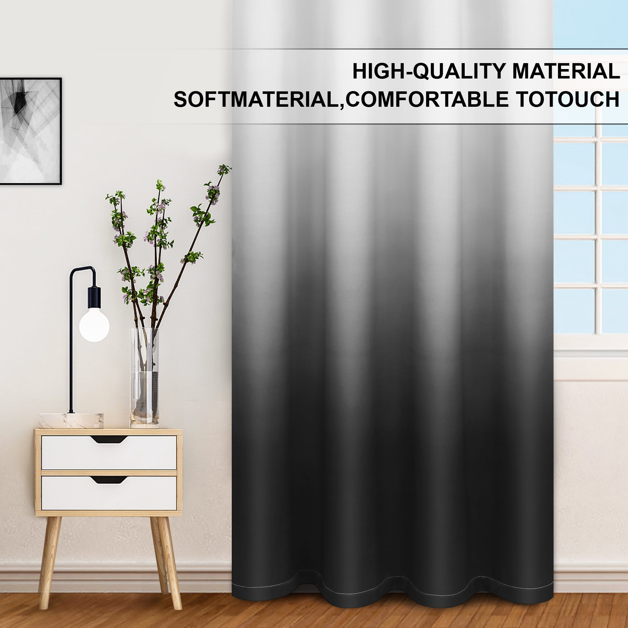 Alishomtll Room Darkening Black Blackout Curtains Grommet Window Drapes for Living Room Bedroom ,2 Panels of 52" W x 84" L