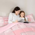 thumbnail image 4 of Manfei Ribbon Bow Knot Personalized Initial B Twin Comforter Sets 3-Piece for Girls,Bling Glitter Print Splash Bedding Set for Kids Teens,Pink Reversible,Breathable Home Decor, 4 of 6