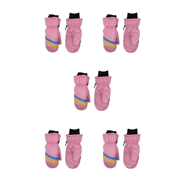 Matsuzay 3 pares de manoplas para niños, resistentes al agua, para invierno, Unisex, regalos fáciles de combinar, patrón geométrico de Rosa METRO 5Conjunto