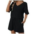thumbnail image 1 of Conjunto informal de pantalones cortos lisos para mujer - Camisa con solapa y pantalones cortos, dos piezas, manga corta, corte ajustado, moda primavera/verano., 1 of 8