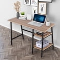 thumbnail image 2 of VECELO 43" Computer Desk with 2 Tier Storage Shelf, Study Writing Workstation for Home Office, Oak, 2 of 6