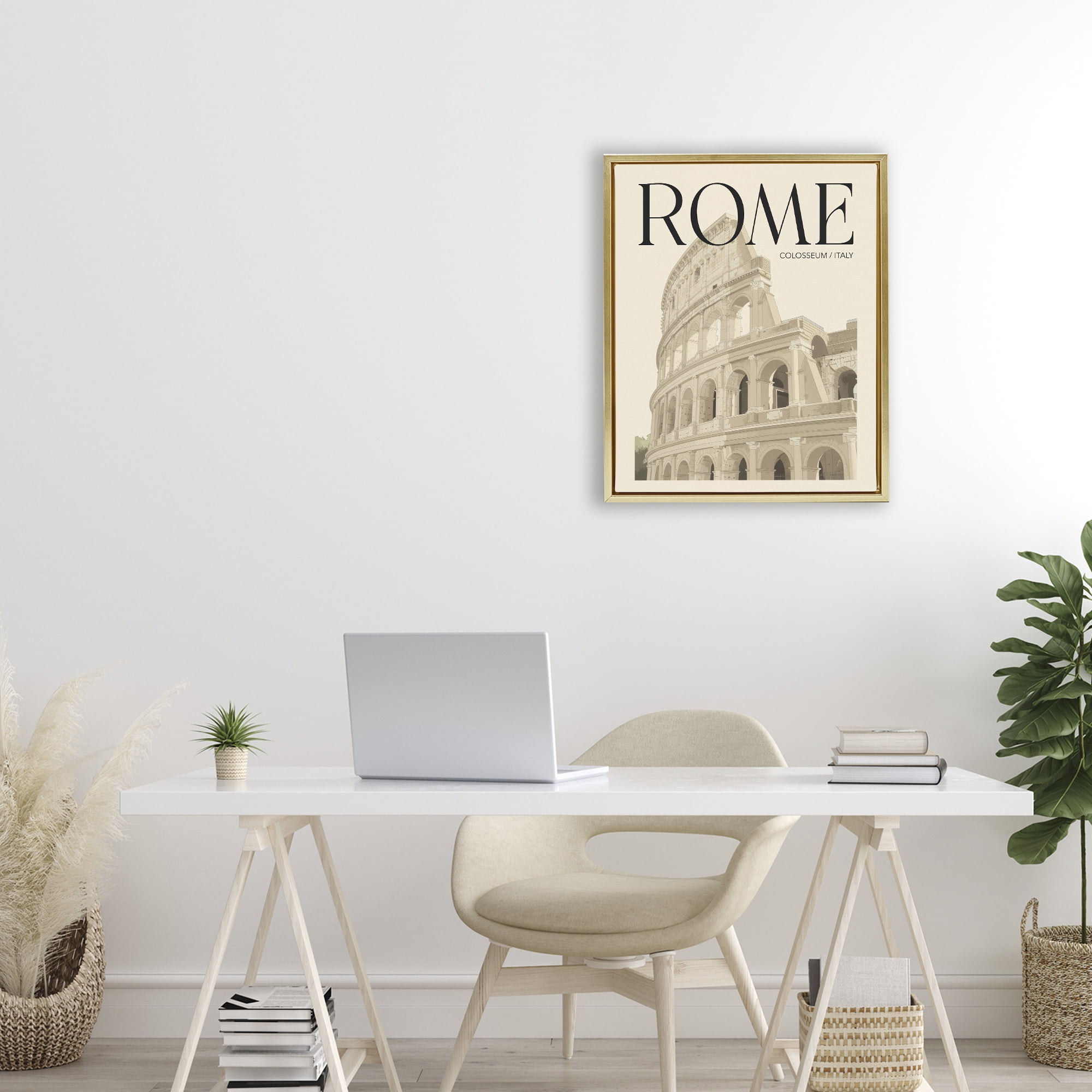 Stupell Industries Vintage Rome Colosseum Gold Framed Floater Canvas Wall Art, design by Andreas Magnusson