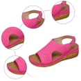 thumbnail image 4 of Rokment Women's Platform Wedge Orthopedic Walking Sandals 2026 Summer Stylish Breathable Leather Peeptoe Slingback Gladiatoor Non Slip Work Shoes Hot Pink Size 7, 4 of 6
