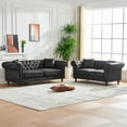 thumbnail image 4 of Sofas for Two 66"Chesterfield ‌tech Fabric Sofa,High-tech Fabric Roll Armrest Sofa,Upholstered Mid Century Modern Couch,2 Seater Couch for Living Room, Office, Apartment, Black,Small Couches, 4 of 13