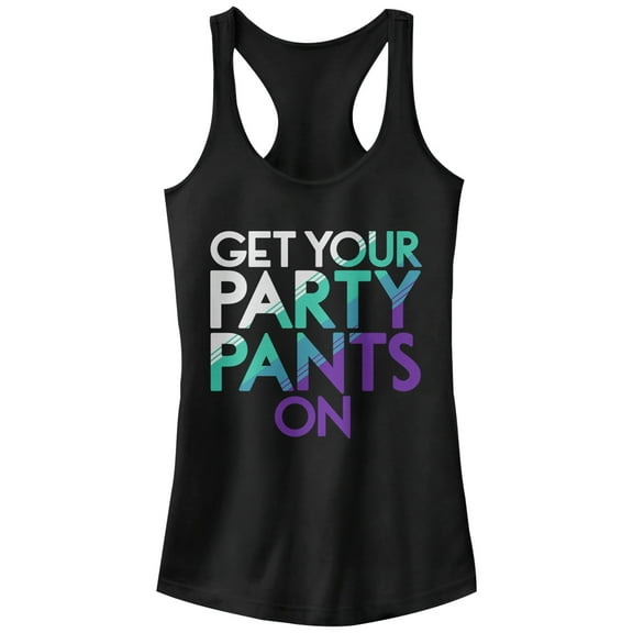 Junior's CHIN UP Get Your Party Pants On Racerback Tank Top Black Large