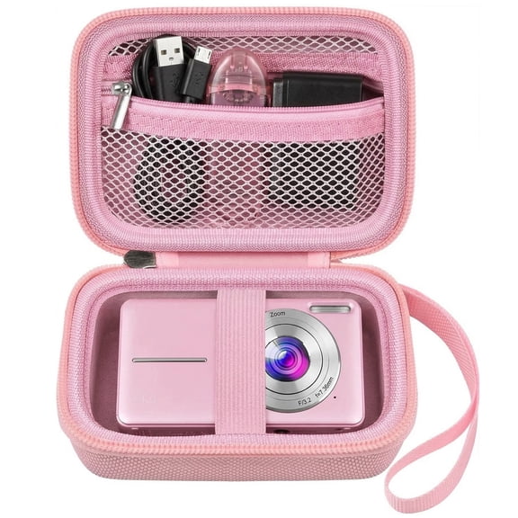 Digital Camera Case Compatible with VAHOIALD FHD 1080P/ for CAMKORY Digital Point and Shoot/for KODAK PIXPRO FZ45-BK 16MP Vlogging/for IWEUKJLO/for Nsoela, Holder for SD Card More- Pink (Box Only)