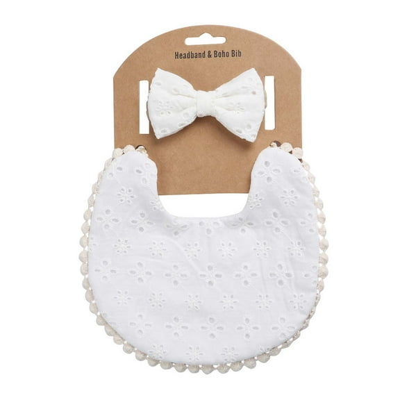 OAVQHLG3B Baby Girls Plaid Print Bibs Set Cute Linen Cotton Double Sided Saliva Headband Set 1 Bib Wipe 2 Bow Tiara