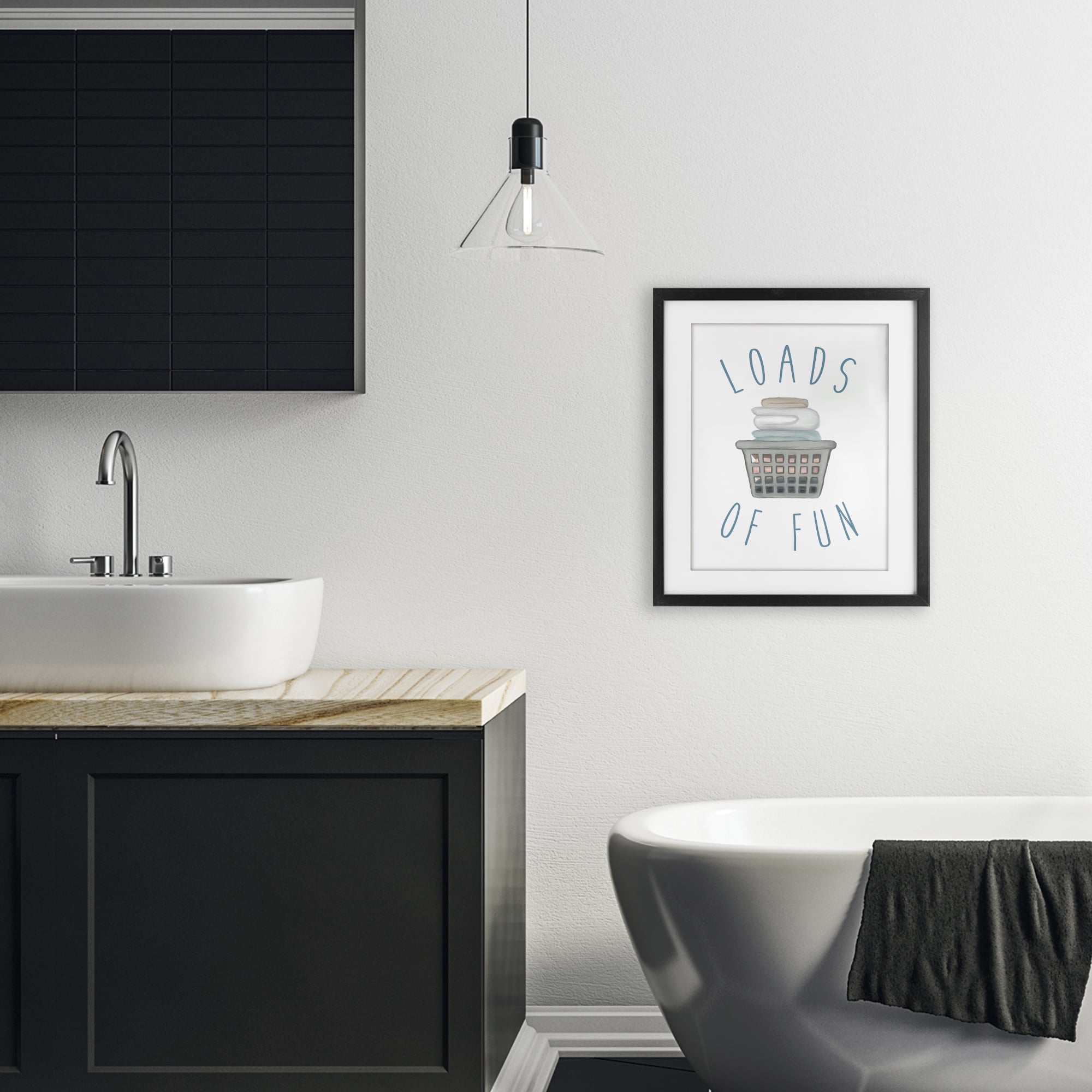 Stupell Industries Loads Of Fun Laundry Basket Black Framed Print Under Glass, design by Elizabeth Medley