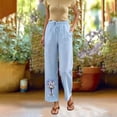 thumbnail image 2 of Admvng Pants for Women Floral Embroidered Drawstring Casual Trousers with Pockets, 2 of 7