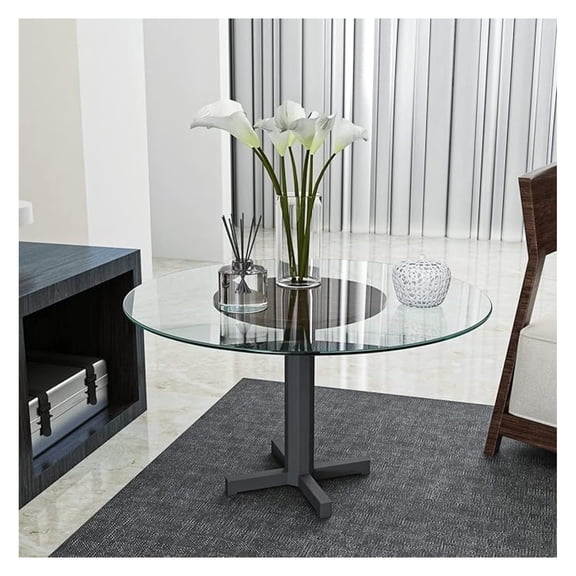 24 Inch Round Tempered Glass Table Top Clear Glass 1/4 Inch Thick Round Polished Edge, Multipurpose for Dining Table, Coffee Table, Restaurant Table, Coffee Table