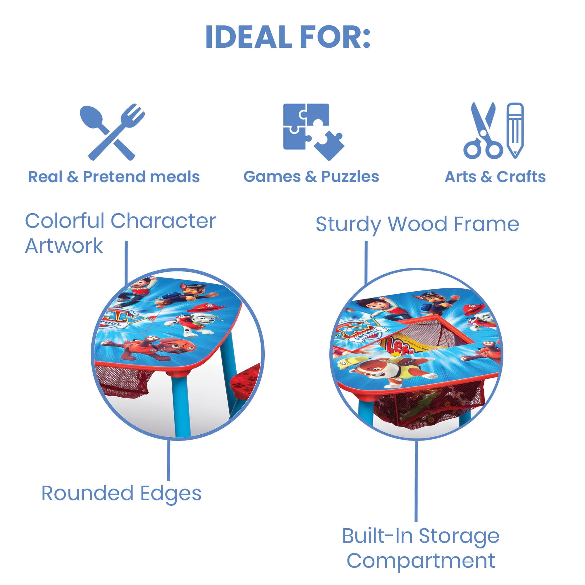 Delta Children Nick Jr. PAW Patrol Wood Kids Storage Table and Chairs Set Walmart