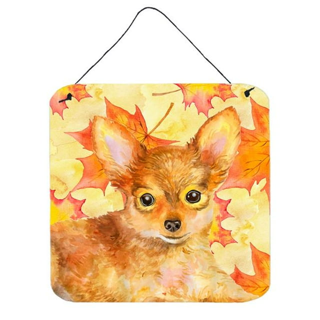 Toy Terrier Fall Wall or Door Hanging Prints, 6 x 6 in.