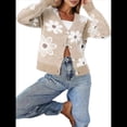 thumbnail image 2 of Cárdigan de Punto con Estampado Floral y Botones para Mujer, Cuello en V y Hombros Caídos Albaricoque XXL, 2 of 9
