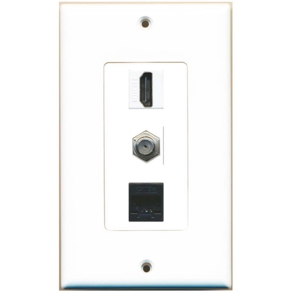 Ultra Spec Cables 1 Port HDMI Coax Cable Tv- F-Type Cat5e Wall Plate