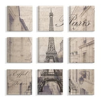 The Stupell Home Decor Collection Vintage Postcard Eiffel Tower Wall Art Set