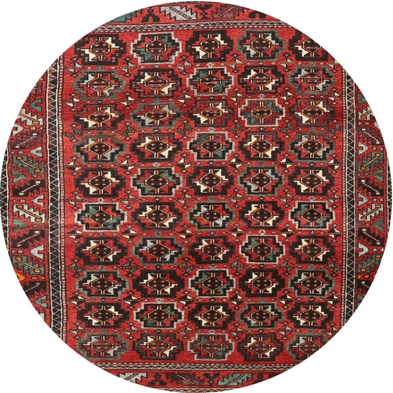 Ahgly Company Machine Washable Indoor Round Traditional Brown Area Rugs, 4' Round