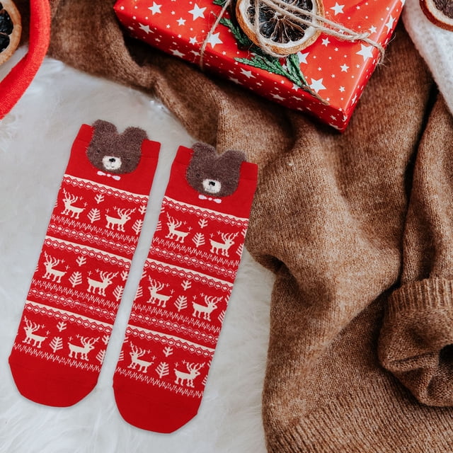 Seyotauo Christmas Cupcake Socks Fuzzy Christmas Socks,Athletic Indoor Sock, Winter Warm Cozy Fluffy Cartoon Monster Socks for Girls Christmas Gifts, Adult, Women, Home Sleeping