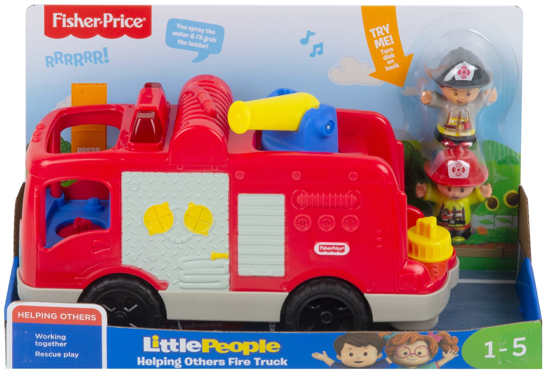 Fisher Price Little People FIREMAN FIREFIGHTER for Fire Truck CHIEF Rescue Cat 