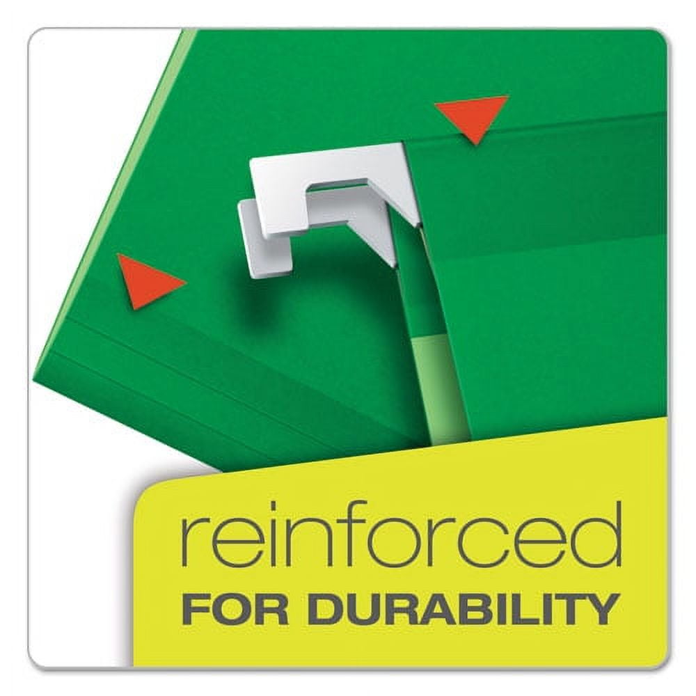 Extra Capacity Reinforced Hanging File Folders With Box Bottom, Letter Size, 1/5-Cut Tab, Bright Green, 25/box | Bundle of 5 Boxes