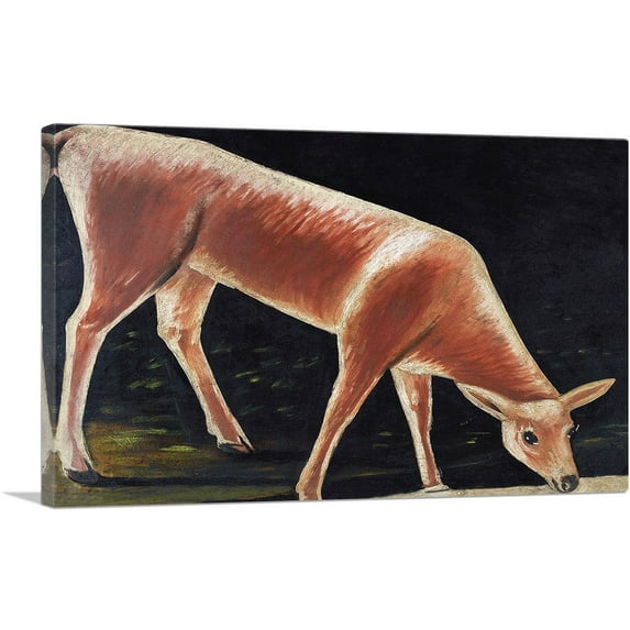 ARTCANVAS Roe Deer Drinking from a Stream Canvas Art Print by Niko Pirosmani - Size: 26" x 18" (1.50" Deep)