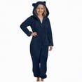 thumbnail image 2 of Godom Girls Fleece Zip Up Jumpsuits Kids Hooded Rompers Costume Fuzzy Cute Animal Onesie Winter Warm Zipper Playsuit Jumper,Navy, 2 of 4