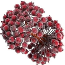 MODANU 200Pcs Artificial Berry Stems Frosted Holly, 5.1inch Fake Mini Berry Flower Fruit for Christmas Tree Decor Wreath DIY Wedding Party Favor(Dark Red)
