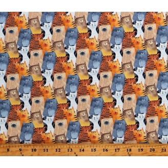 Purranoia Cat Collage Orange Cotton Fabric By The Yard – Quilting & Craft Material, Lightweight