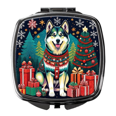 Alaskan Malamute Christmas Compact Mirror 2.75 in x 3 in