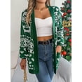 thumbnail image 6 of Women's Ugly Christmas Cardigans Sweater with Pockets Heart Pattern Xmas Knit Cardigan Reindeer Open Front Knitwear, 6 of 7