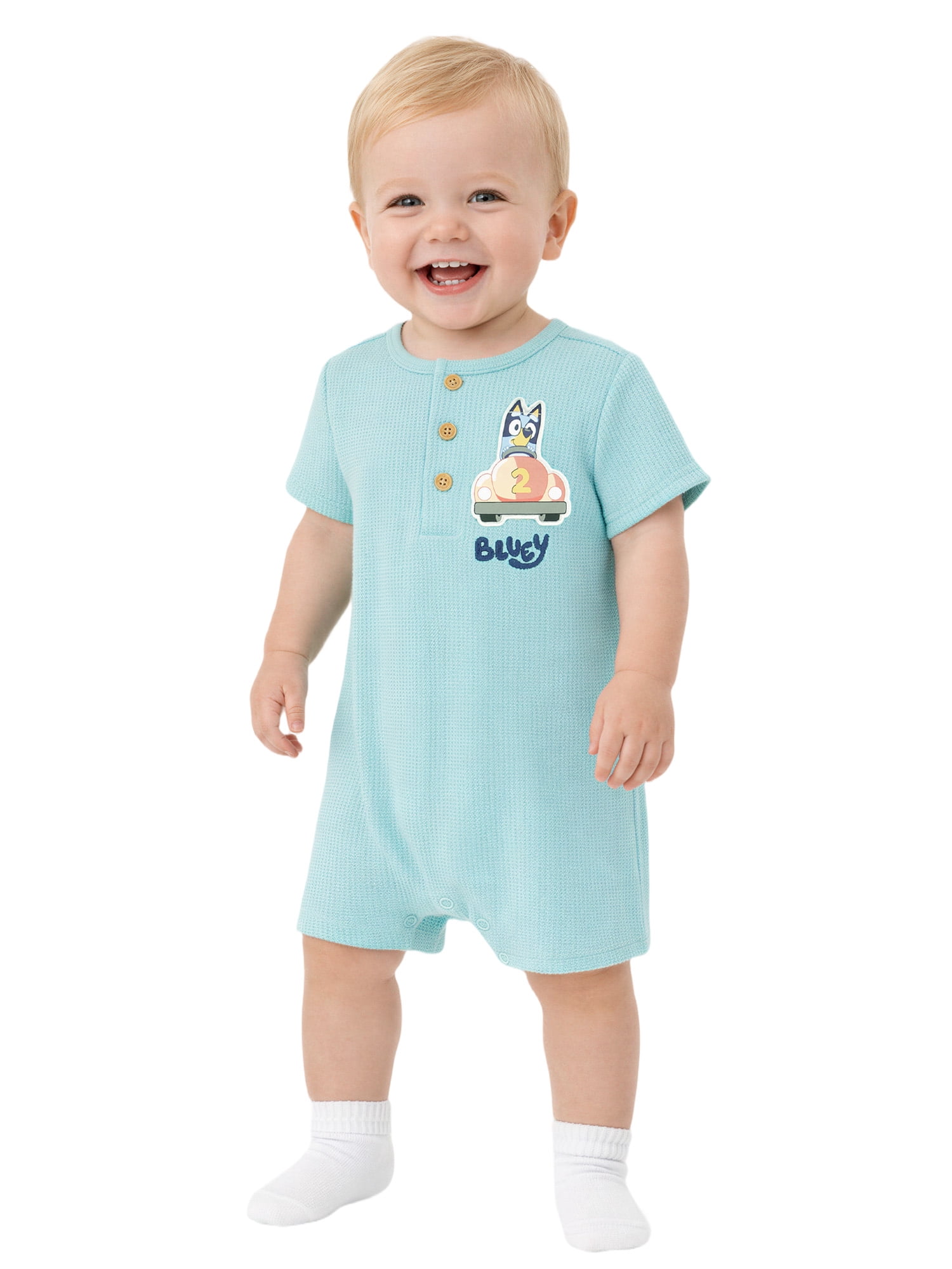 Bluey Baby Boy 2 Pack Rompers, Sizes 0/3 Months-24 Months